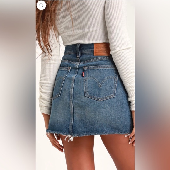 Levi’s Deconstructed vintage skirt size 28 100% cotton denim skirt button fly - Picture 4 of 13